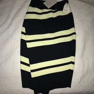 Key lime striped black skirt